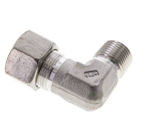 1/2'' NPT Macho x 16S Codo de compresión de 90 grados de acero inoxidable 400 Bar DIN 2353