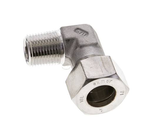 1/2'' NPT Macho x 18L Acero inoxidable Codo de Compresión 315 Bar DIN 2353