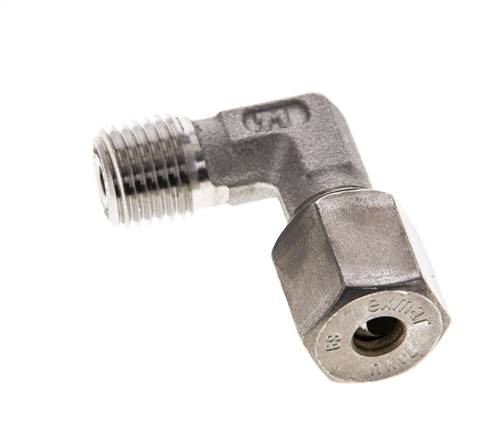 1/4'' NPT Macho x 6S Racor de compresión de 90 grados de acero inoxidable 630 Bar DIN 2353