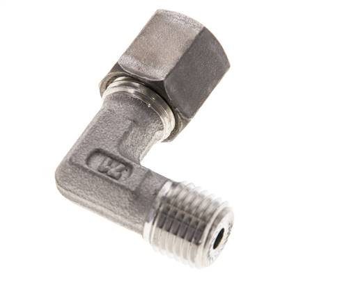 1/4'' NPT Macho x 6S Racor de compresión de 90 grados de acero inoxidable 630 Bar DIN 2353