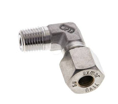 1/4'' NPT Macho x 8S Racor de compresión de 90 grados de acero inoxidable 630 Bar DIN 2353