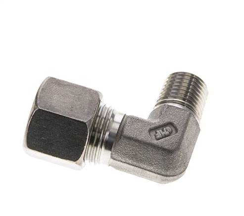 1/4'' NPT Macho x 10S Codo de compresión de 90 grados de acero inoxidable 630 Bar DIN 2353