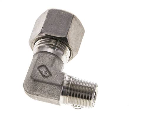 1/4'' NPT Macho x 10S Codo de compresión de 90 grados de acero inoxidable 630 Bar DIN 2353