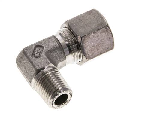 1/4'' NPT Macho x 10S Codo de compresión de 90 grados de acero inoxidable 630 Bar DIN 2353