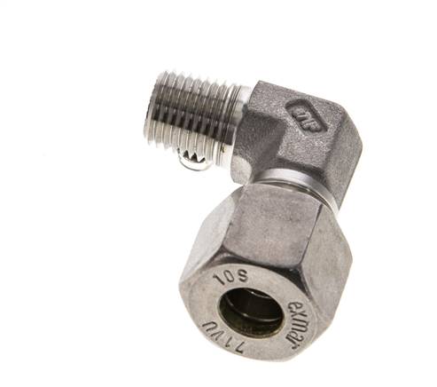 1/4'' NPT Macho x 10S Codo de compresión de 90 grados de acero inoxidable 630 Bar DIN 2353