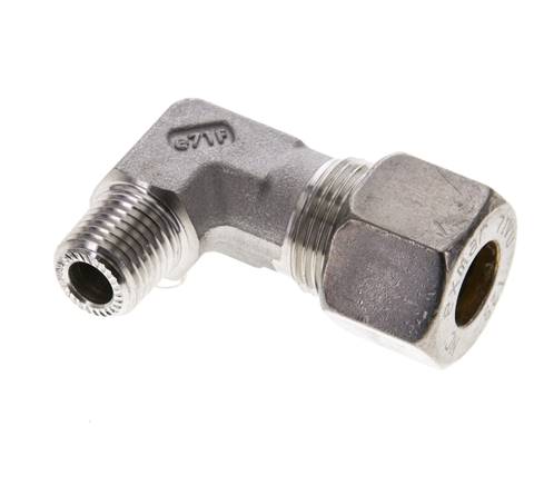 1/4'' NPT Macho x 12S Codo de compresión de 90 grados de acero inoxidable 630 Bar DIN 2353