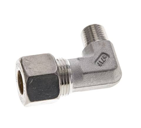 1/4'' NPT Macho x 12S Codo de compresión de 90 grados de acero inoxidable 630 Bar DIN 2353