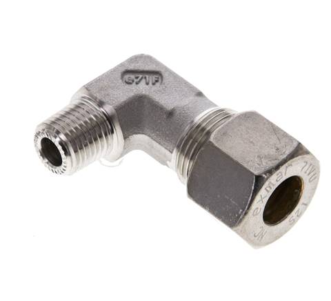 1/4'' NPT Macho x 12S Codo de compresión de 90 grados de acero inoxidable 630 Bar DIN 2353