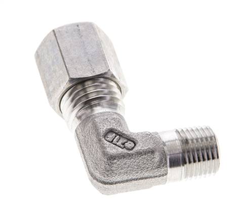 1/8'' NPT Macho x 6L Acero inoxidable Codo de 90 grados Racor de compresión 315 Bar DIN 2353