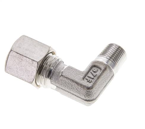 1/8'' NPT Macho x 8L Acero inoxidable Codo de 90 grados Racor de compresión 315 Bar DIN 2353
