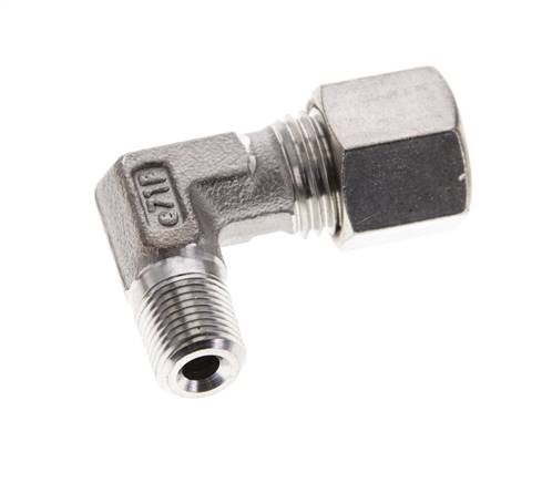 1/8'' NPT Macho x 8L Acero inoxidable Codo de 90 grados Racor de compresión 315 Bar DIN 2353