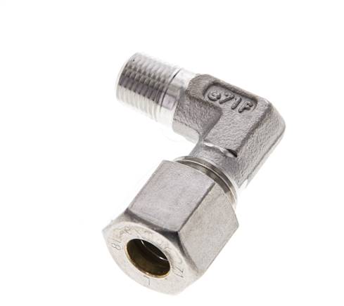 1/8'' NPT Macho x 8L Acero inoxidable Codo de 90 grados Racor de compresión 315 Bar DIN 2353