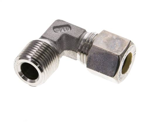 3/8'' NPT Macho x 10L Acero inoxidable Codo de 90 grados Racor de compresión 315 Bar DIN 2353