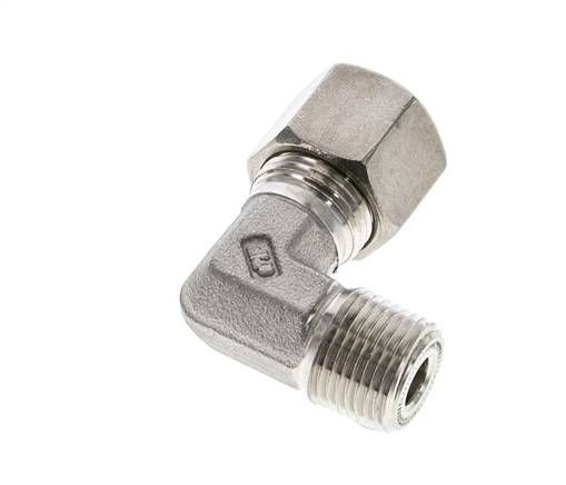 3/8'' NPT Macho x 10S Codo de compresión de 90 grados de acero inoxidable 630 Bar DIN 2353