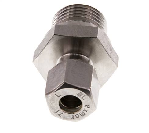 G 1/2'' Macho x 8L Racor de compresión recto de acero inoxidable 315 Bar DIN 2353