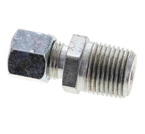 1/2'' NPT Macho x 10L Anillo de corte recto de acero galvanizado 315 Barra DIN 2353