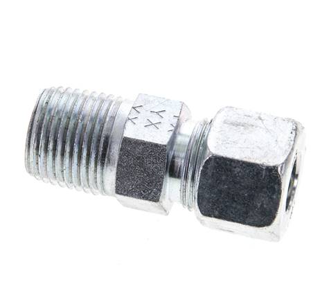 1/2'' NPT Macho x 12S Anillo de corte recto de acero galvanizado 630 Barra DIN 2353
