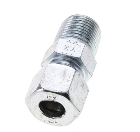 1/2'' NPT Macho x 12S Anillo de corte recto de acero galvanizado 630 Barra DIN 2353