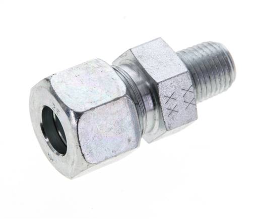 1/4'' NPT Macho x 12S Anillo de corte recto de acero galvanizado 630 Barra DIN 2353