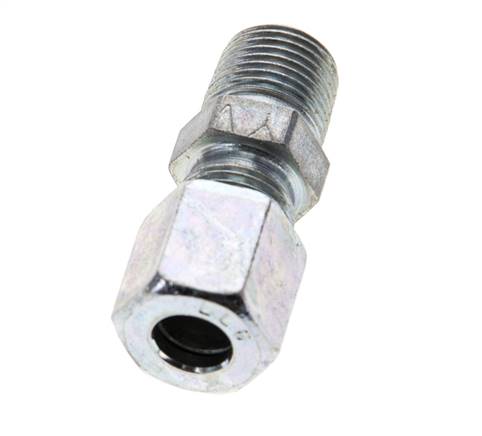 1/8'' NPT Macho x 6LL Anillo de corte recto de acero galvanizado 100 Bar DIN 2353
