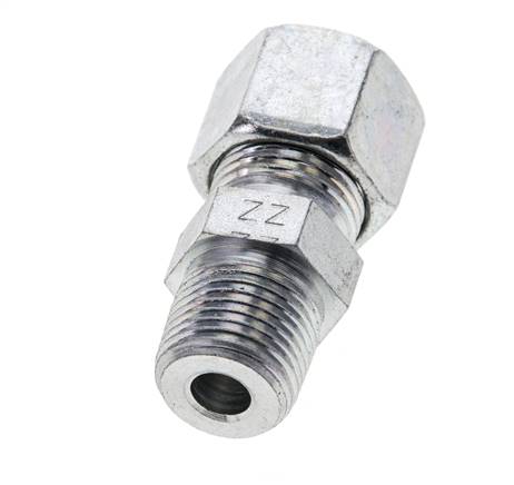 3/8'' NPT Macho x 10S Anillo de corte recto de acero galvanizado 630 Barra DIN 2353