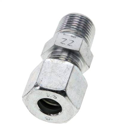 3/8'' NPT Macho x 10S Anillo de corte recto de acero galvanizado 630 Barra DIN 2353