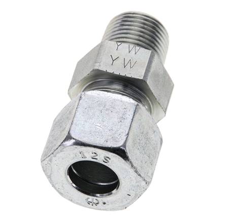 3/8'' NPT Macho x 12S Anillo de corte recto de acero galvanizado 630 Barra DIN 2353
