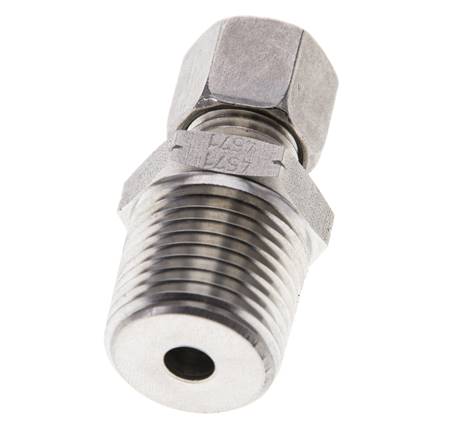 1/2'' NPT Macho x 8L Anillo de corte recto de acero inoxidable 315 Barra DIN 2353