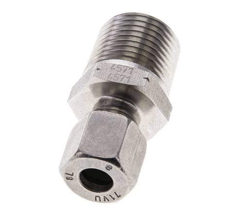 1/2'' NPT Macho x 8L Anillo de corte recto de acero inoxidable 315 Barra DIN 2353
