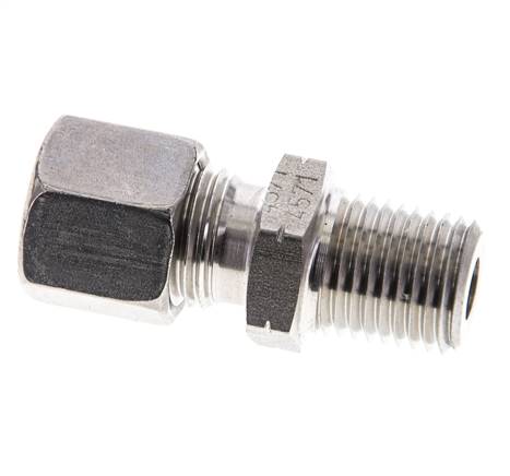 1/4'' NPT Macho x 8L Anillo de corte recto de acero inoxidable 315 Barra DIN 2353