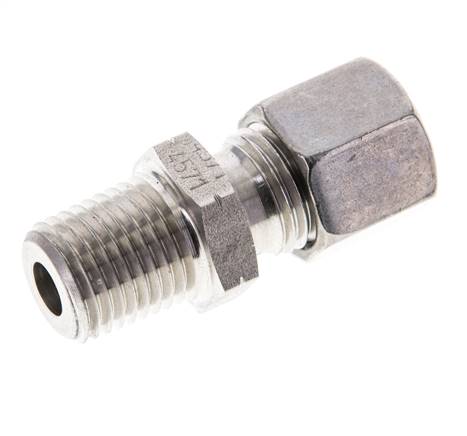 1/4'' NPT Macho x 8L Anillo de corte recto de acero inoxidable 315 Barra DIN 2353