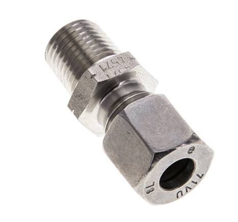 1/4'' NPT Macho x 8L Anillo de corte recto de acero inoxidable 315 Barra DIN 2353