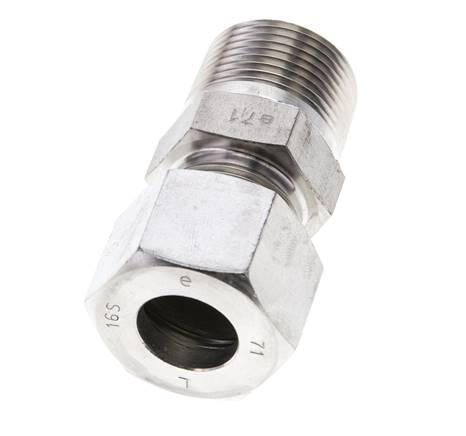 3/4'' NPT Macho x 16S Anillo de corte recto de acero inoxidable 400 Bar DIN 2353