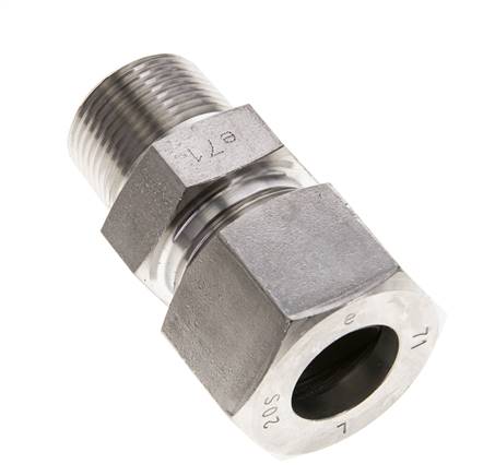 3/4'' NPT Macho x 20S Anillo de corte recto de acero inoxidable 400 Bar DIN 2353
