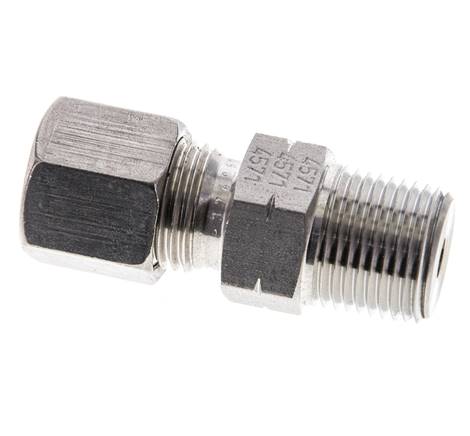 3/8'' NPT Macho x 8S Anillo de corte recto de acero inoxidable 630 Barra DIN 2353