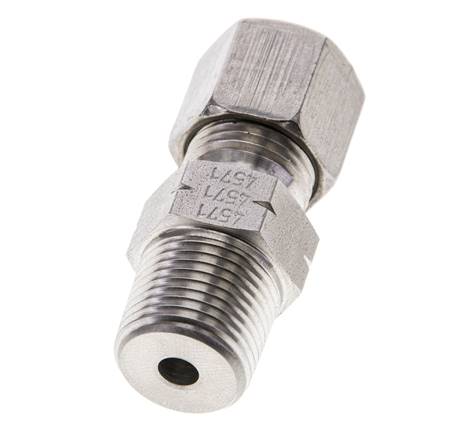 3/8'' NPT Macho x 8S Anillo de corte recto de acero inoxidable 630 Barra DIN 2353