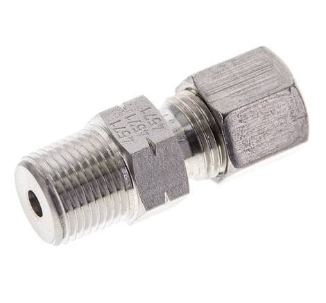 3/8'' NPT Macho x 8S Anillo de corte recto de acero inoxidable 630 Barra DIN 2353