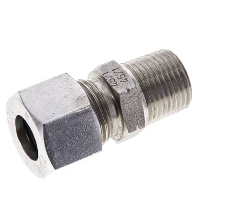 3/8'' NPT Macho x 12L Anillo de corte recto de acero inoxidable 315 Barra DIN 2353