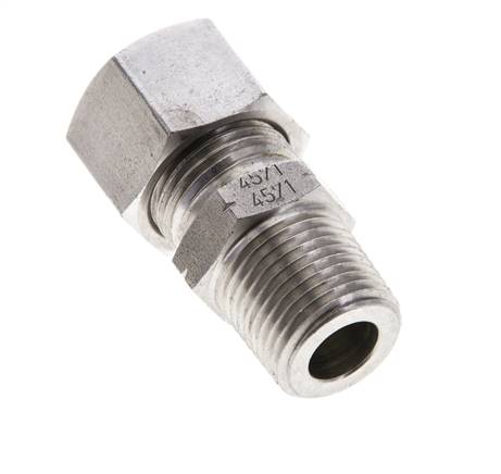 3/8'' NPT Macho x 12L Anillo de corte recto de acero inoxidable 315 Barra DIN 2353