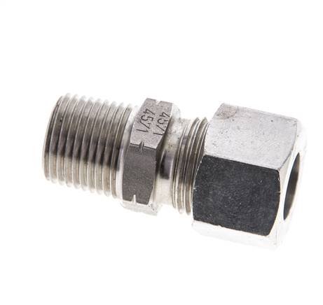 3/8'' NPT Macho x 12L Anillo de corte recto de acero inoxidable 315 Barra DIN 2353
