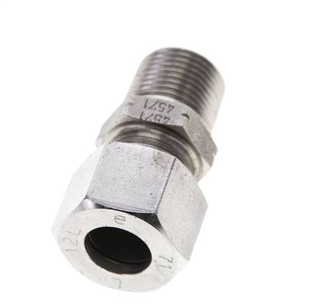 3/8'' NPT Macho x 12L Anillo de corte recto de acero inoxidable 315 Barra DIN 2353