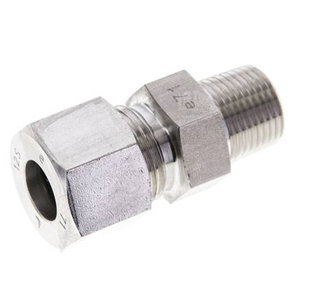 3/8'' NPT Macho x 12S Anillo de corte recto de acero inoxidable 630 Barra DIN 2353