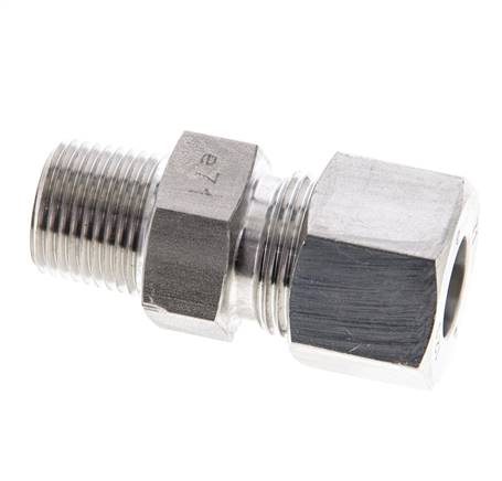 3/8'' NPT Macho x 12S Anillo de corte recto de acero inoxidable 630 Barra DIN 2353