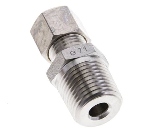 1/2'' NPT Macho x 10L Racor de compresión recto de acero inoxidable 315 Bar DIN 2353