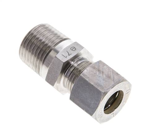 1/2'' NPT Macho x 12L Racor de compresión recto de acero inoxidable 315 Bar DIN 2353