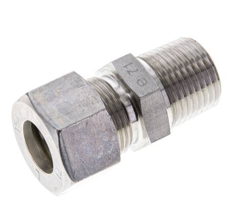 1/2'' NPT Macho x 15L Racor de compresión recto de acero inoxidable 315 Bar DIN 2353