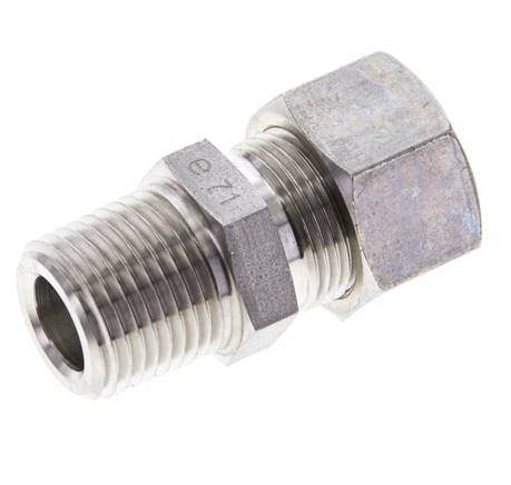 1/2'' NPT Macho x 15L Racor de compresión recto de acero inoxidable 315 Bar DIN 2353