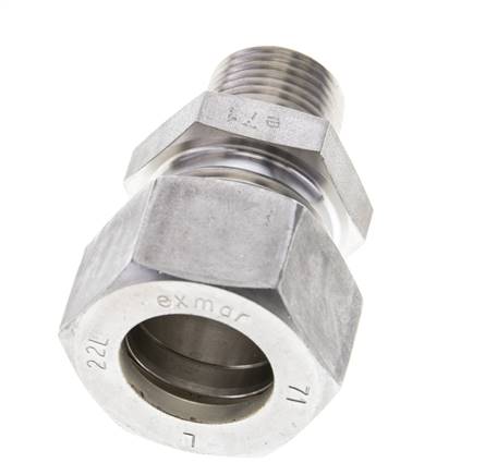 1/2'' NPT Macho x 22L Racor de compresión recto de acero inoxidable 160 Bar DIN 2353