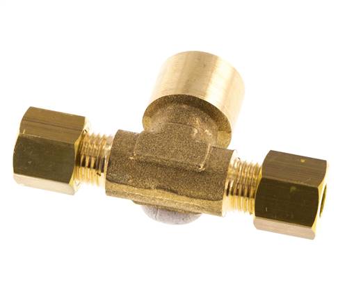 G 1/4'' x 6mm Racor de compresión en T de latón 150 Bar DIN EN 1254-2