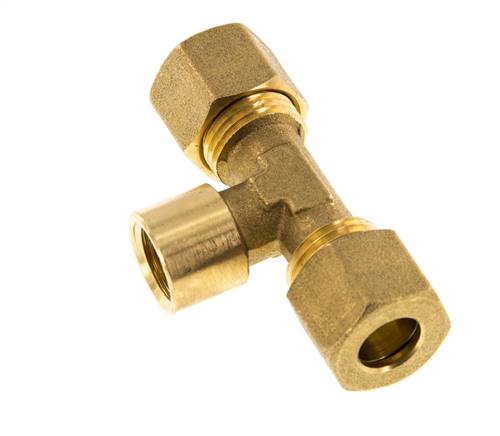 G 1/4'' x 10mm Accesorio de compresión en T de latón 95 Bar DIN EN 1254-2